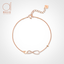 18K gold bracelet female summer ins minority design girl luxury simple rose gold bracelet female summer gift