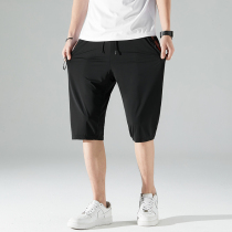 Summer Mens Capri pants Fat Ice Silk Quick Dry Straight Breeches Fat Plus Size Loose Casual Sports Shorts