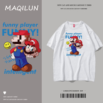 MAQILUN MAQILUN summer pure cotton short-sleeved T-shirt mens loose tide brand casual round neck half sleeve mens T-shirt