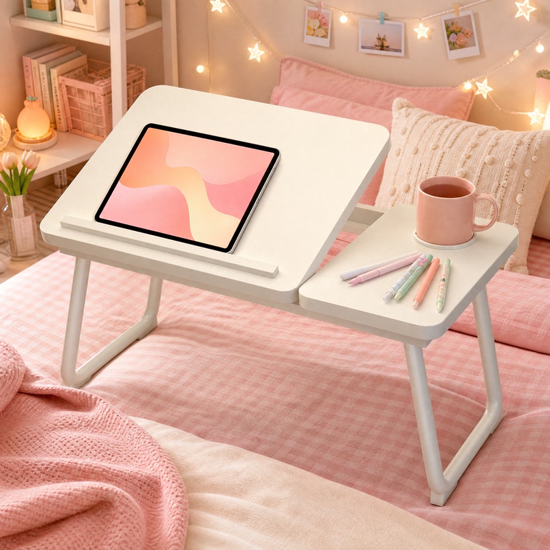 Bedside Computer Table, Adjustable and Foldable, for Bedroom Home Use, Student Writing Desk, Dormitory Study Table, Lazy Person's Study Desk