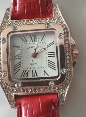 方形高档石英表生日礼物水钻