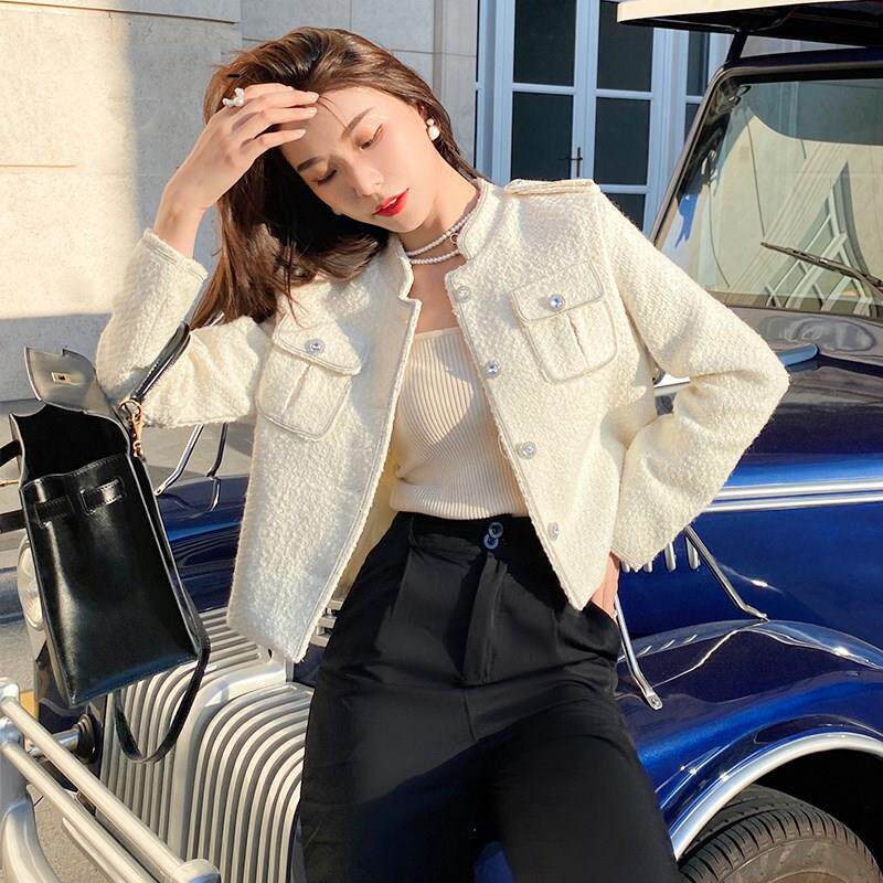 Maje moscoloni tweed feminine lady top 2021 autumn new all-match small fragrance jacket trend