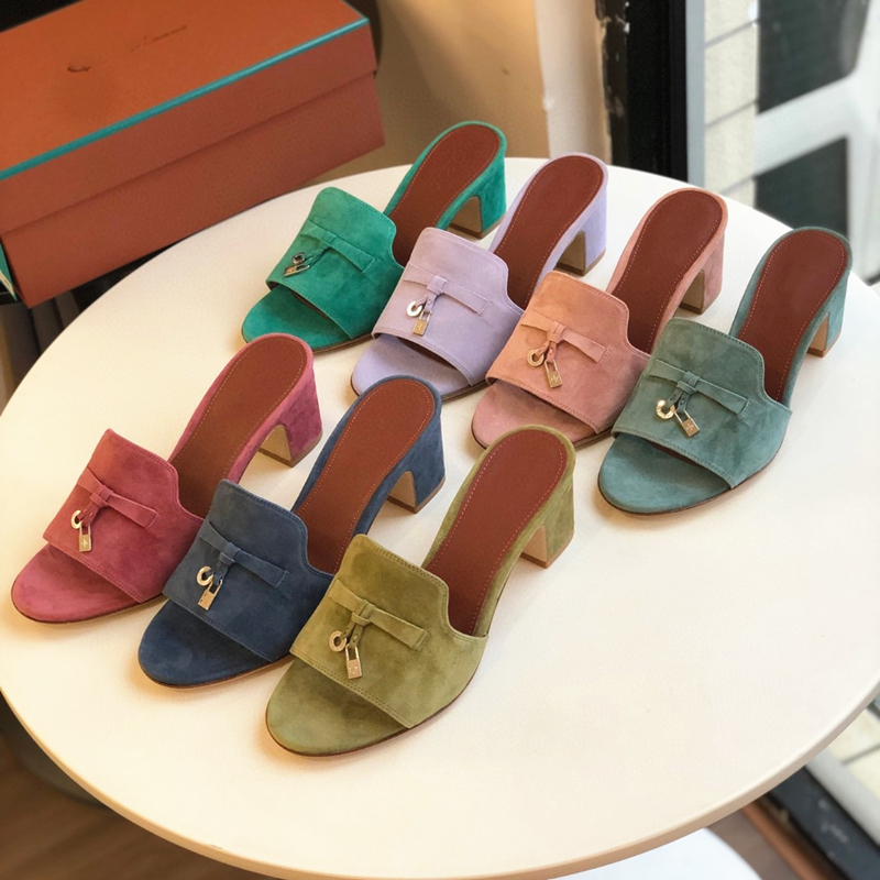 Original Foreign Trade Order~ Pendant Mid-Heel Genuine Leather Comfortable Sandals, Simple Open-Toe Retro Slip-On Slippers, 2026 New Model