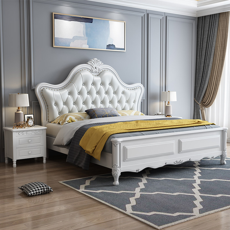 Eurostyle solid wood bed 1 8 m master bedroom with double bed light lavish style modern minimalist 1 5 French style storage princess wedding bed