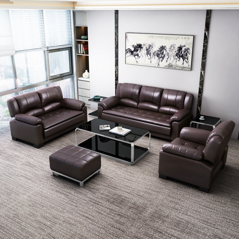 Office sofa coffee table combination luxury office sofa simple modern VIP reception three-seat sofa