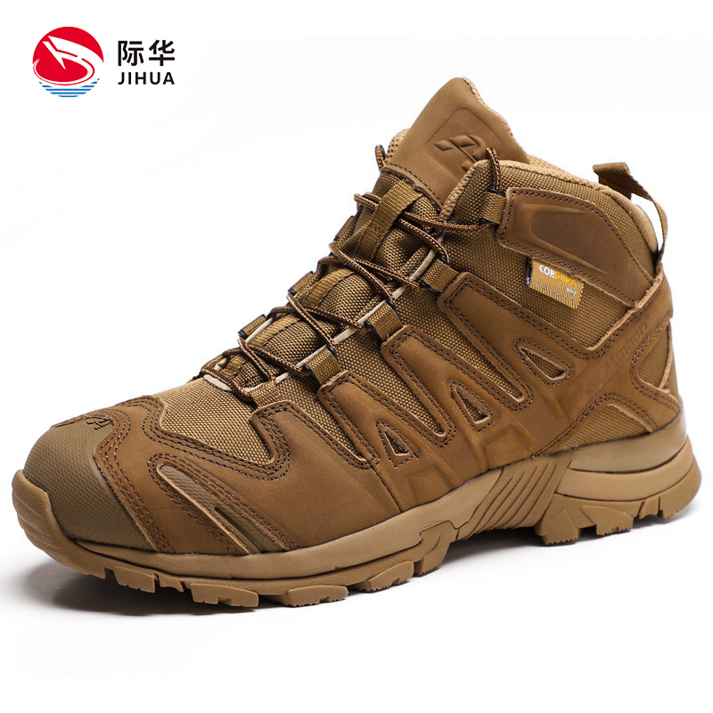 Jihua Outdoor Tactical Sports Shoes, Training Shoes, Land Combat Boots, Men's Mid-Top Desert Boots, Hiking Shoes, Mountain Camping Shoes