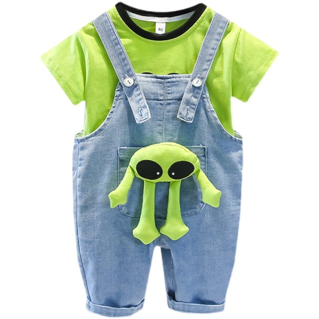 Baby overalls suit boys summer clothes children's new summer children's super foreign style fried street boys short-sleeved thin section