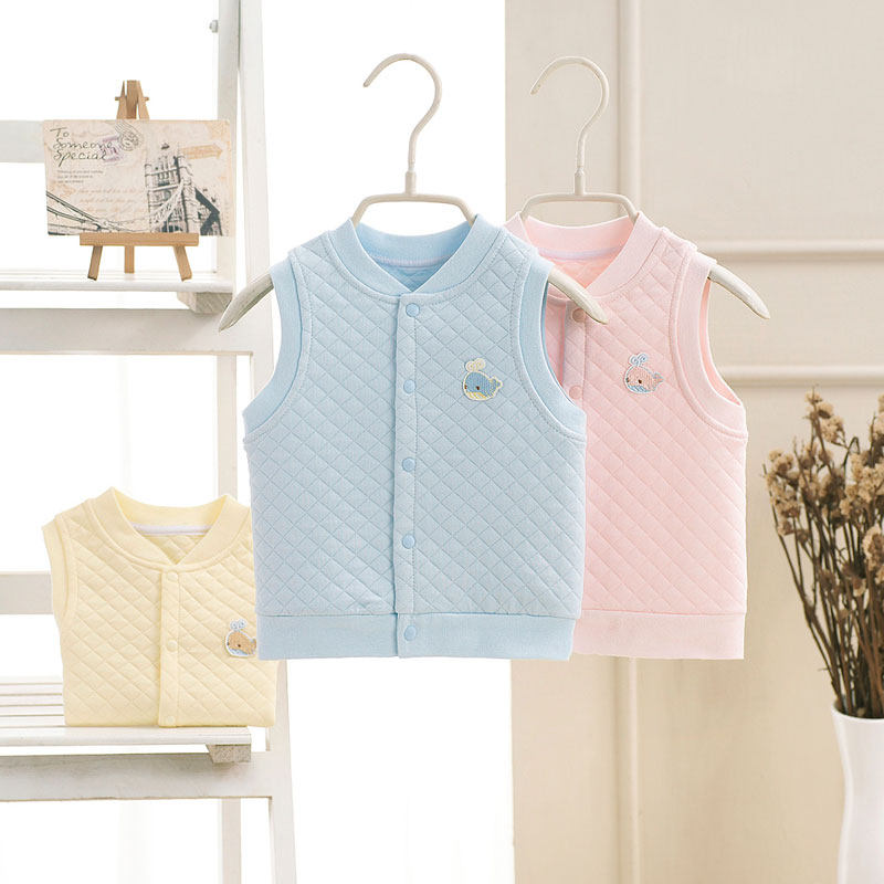 Baby waistcoat Waistcoat Spring Autumn Children Warm Waistcoat for men and women Autumn/Winter Triple Clip Cotton Baby Vest Kan Shoulder Pure Cotton