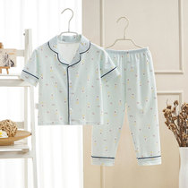 Childrens pyjamas Summer slim fit pure cotton male and female short sleeves Long pants Air conditioning Womens baby Home Suits Suit Summer Dress