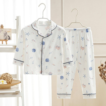 Child Sleepwear Spring Autumn Pure Cotton Long Sleeve Thin male girl girls baby Home Bedroom Suit for children Air conditioning in summer