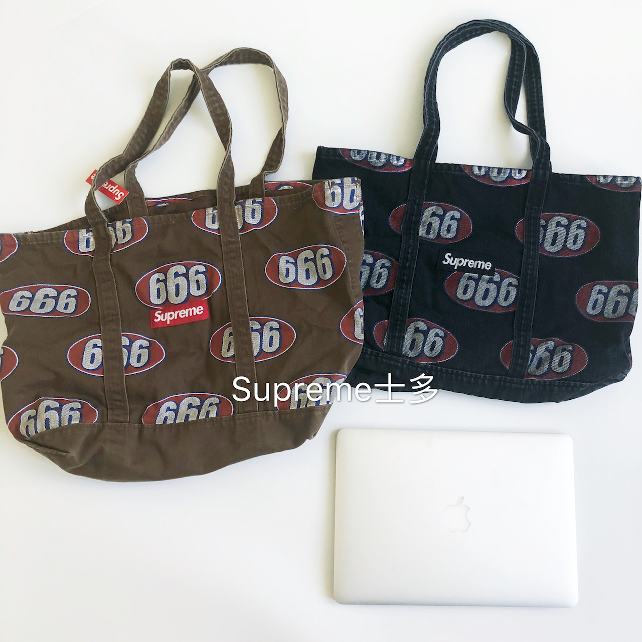 双12特惠]SS17 Supreme 666 Tote Bag 造旧帆布托特包-淘宝网