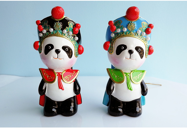 Quà tặng du lịch đặc biệt Tứ Xuyên Panda Món quà phong cách Trung Quốc để gửi gốm thủ công nước ngoài Tứ Xuyên opera thay đổi mặt trang trí Kung Fu trang trí phòng khách nhỏ