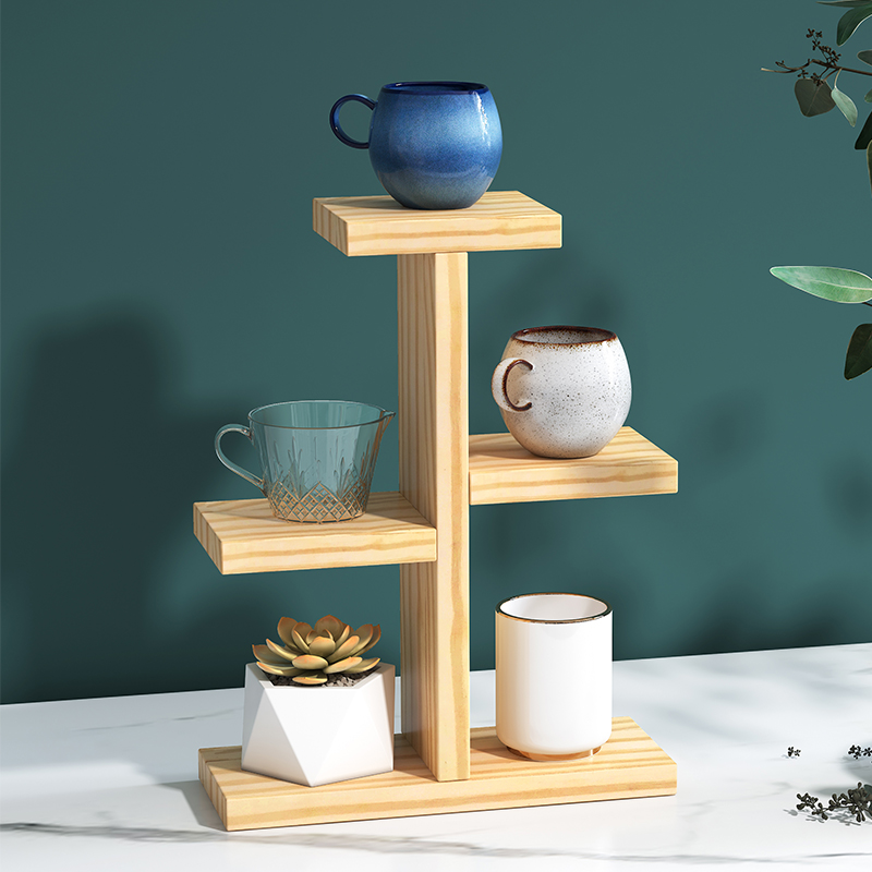 Solid wood tea cup shelf Desktop containing cabinet multilayer tea set Shelving Tea Duct Accessories Teapot Drain Cup