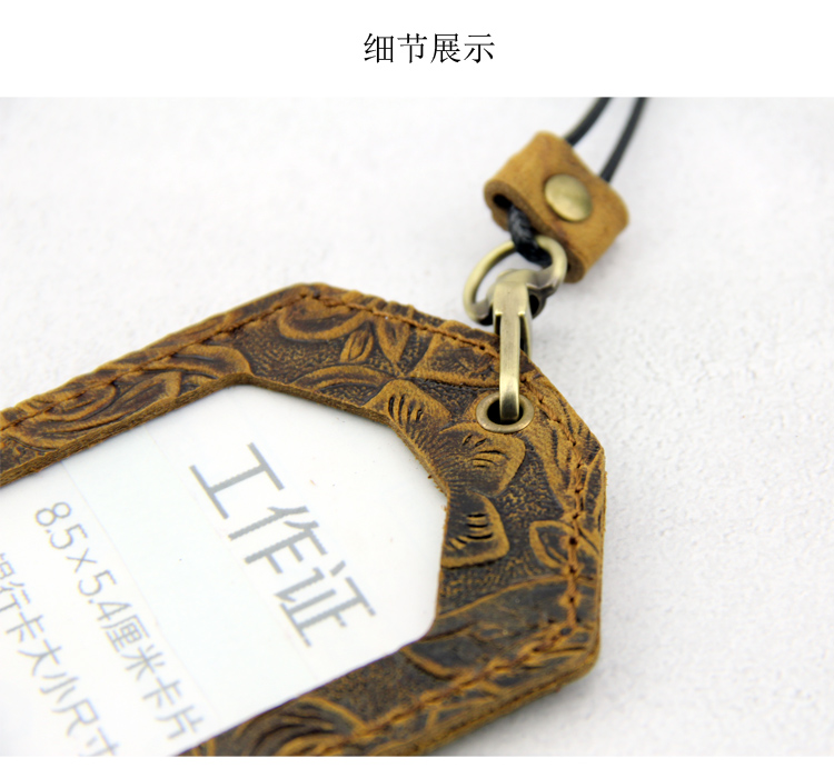 Handmade thẻ da lớp đầu tiên được chạm khắc thẻ bus gói thẻ đơn giản retro dây buộc thẻ làm việc thẻ huy hiệu thẻ ví đựng card hàng hiệu