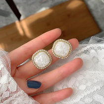 s925 silver needle square earrings high-end temperament atmospheric earrings Korean female net red niche design earrings