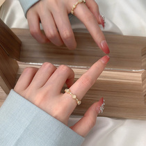 Golden zircon niche ring Cold wind high-end female non-closed ring Exquisite fashion personality index finger ring