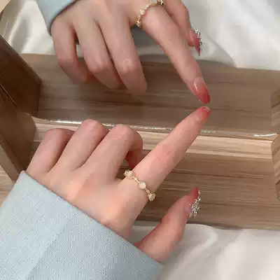 Golden zircon niche ring Cold wind high-end female non-closed ring Exquisite fashion personality index finger ring