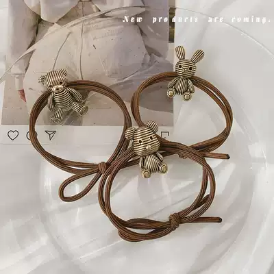 Retro Hong Kong wind hair rope Simple temperament Niche hair ring High elastic meatball hair decoration ancient style personality texture hair ring