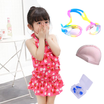 Girls swimsuit Childrens swimsuit Girls middle and large childrens Korean version one-piece skirt swimsuit Student split flat angle swimsuit
