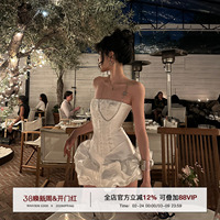 Han Haotian WARDEN EDGE white tube top celebrity dress skirt women's summer temperament birthday dress small white skirt short skirt