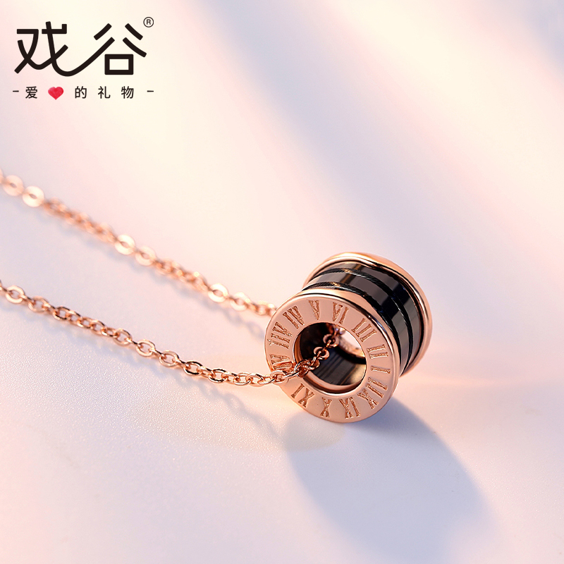Sterling silver necklace getting lock han edition sen is a pendant necklace ceramic contracted students red trill with money