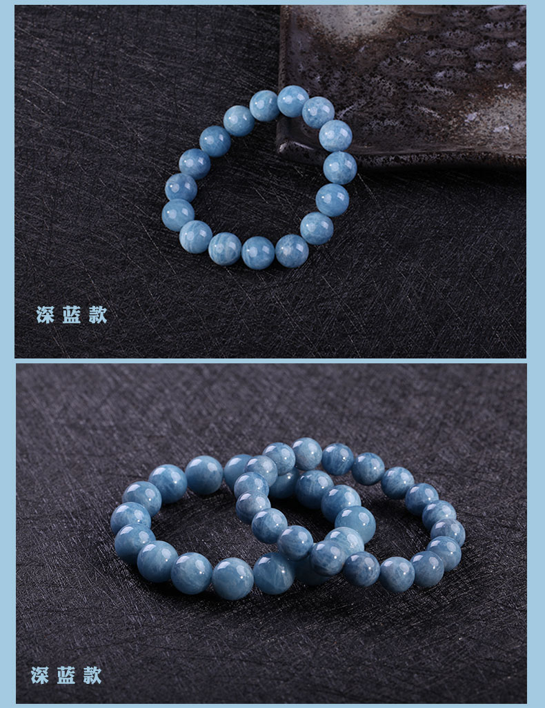 坊 正品 海 蓝宝 Vòng tay nữ nam Màu xanh sẫm biển sapphire vòng tay tưởng tượng kết cấu vòng tròn đơn trang sức pha lê vòng đeo tay nam