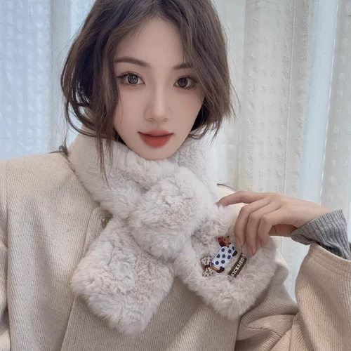 Милый демисезонный шарф подходит для мужчин и женщин, мягкий бархатный удерживающий тепло шарф-платок, с медвежатами