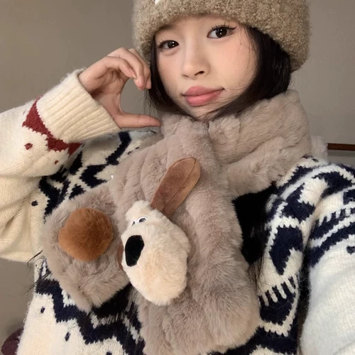 Милый демисезонный шарф подходит для мужчин и женщин, мягкий бархатный удерживающий тепло шарф-платок, с медвежатами