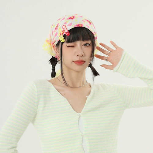 Летний носовой платок, модная повязка на голову, шейный платок, шарф, из хлопка и льна, в цветочек