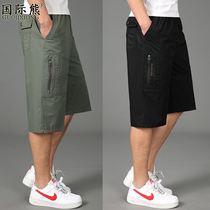 Summer thin middle-aged mens Capri pants loose casual sweatpants middle-aged shorts beach pants dad dress