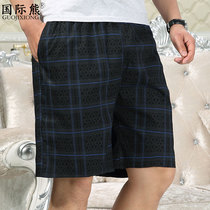 Middle-aged and elderly plaid shorts dad installed summer thin middle-aged mens casual capris elderly five beach pants