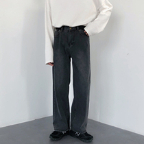 19studio black gray washed retro dad pants tide brand Korean drop sense loose straight jeans men and women