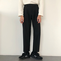 19studio Korea ulzzang free hot drop loose straight pants Korean casual pants nine-point trousers men