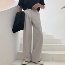 19studio wide leg drag pants in Korean version with high waist display slim bf loose long pants pituality 100 hitch casual pants man