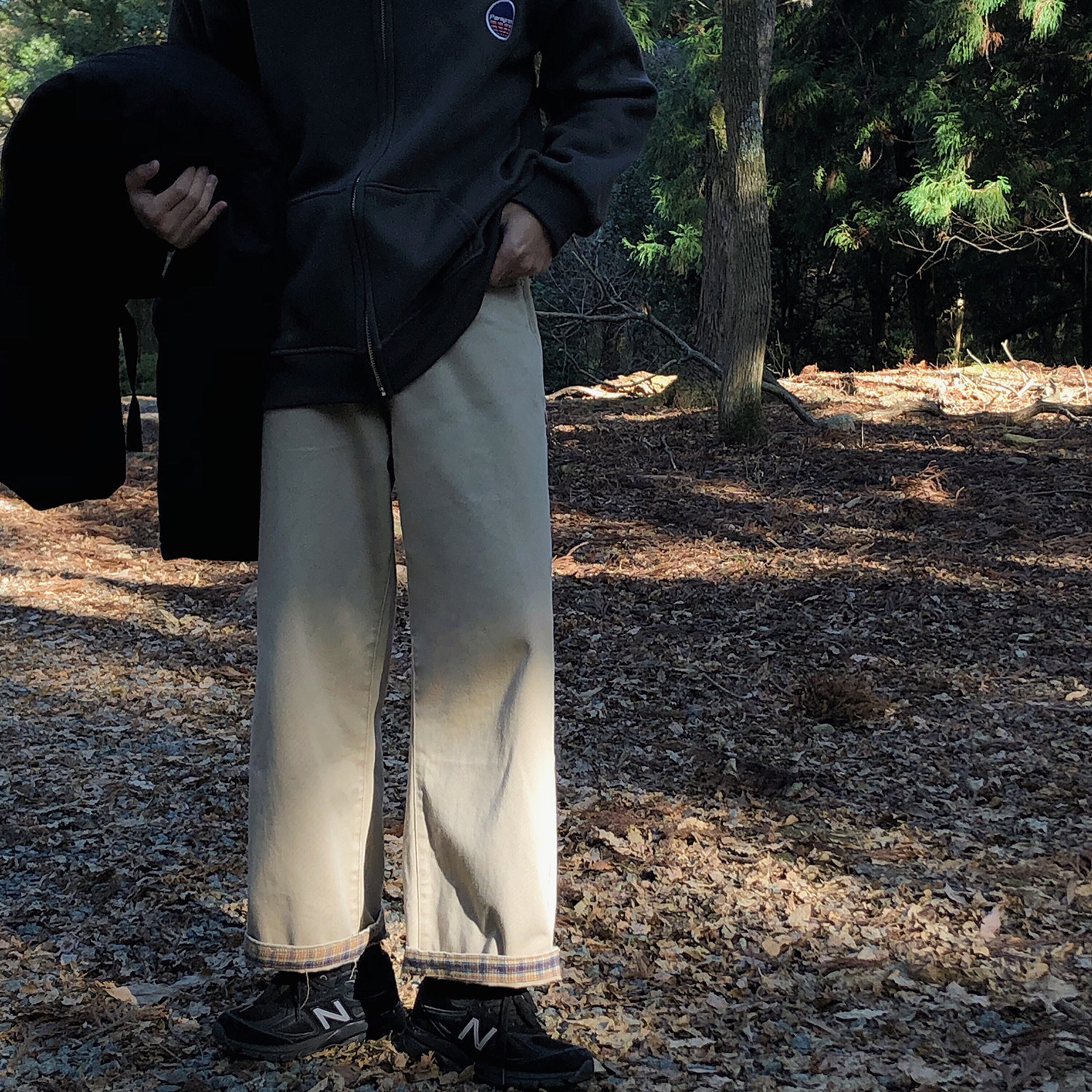 19studio Korean version of retro casual nine pants women fashion wild Japanese straight loose wide leg slacks men