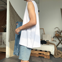 19studio solid color cotton vest Korean version casual basic couple stitching crew neck loose bf sleeveless t-shirt tide