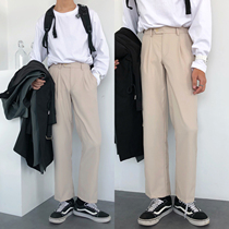 19studio mens nine-point pants Drooping loose straight pants Korean version of the trend of all kinds of nine-point casual pants men