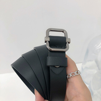 19studio Korean wind chic brief belt retro black 100 lap no need to hole the belt male and female