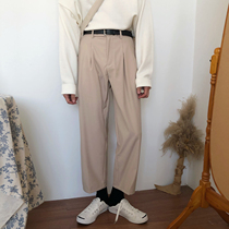 19studio autumn and winter hanging loose straight pants free hot casual pants Korean version of the tide three-dimensional cutting nine-point pants men