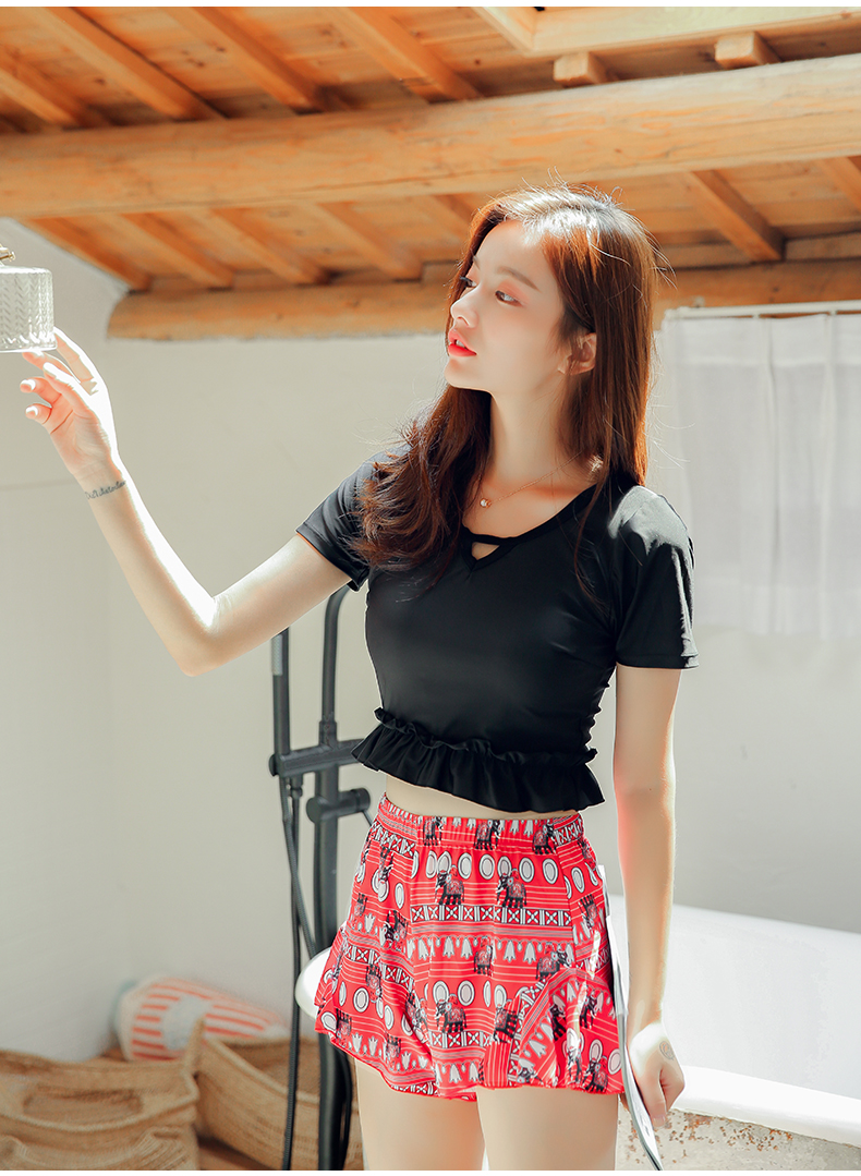 Áo tắm nữ xẻ đôi bảo thủ kiểu váy hai dây giảm béo bụng tập hợp gợi cảm cỡ lớn nhỏ áo tắm mùa xuân nóng bỏng - Bộ đồ bơi hai mảnh áo bơi 2 mảnh đẹp	