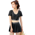 Áo tắm nữ xẻ váy bảo thủ che bụng thon gọn ba mảnh eo cao boyshort gợi cảm nhỏ tươi áo tắm đen 	đồ bơi nữ 2 mảnh màu đen Bộ đồ bơi hai mảnh