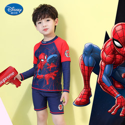 Disney children's swimsuit boy's split Spider-Man long-sleeved small, medium and large children's sun protection quick-drying equipment hot spring