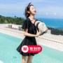 Áo tắm nữ Xiêm Boxer che bụng mỏng Váy bảo tồn Kích thước lớn Lượm lượm Sexy Hàn Quốc Spa 2018 Mới Đen 	đồ bơi nữ liền thân có tay	