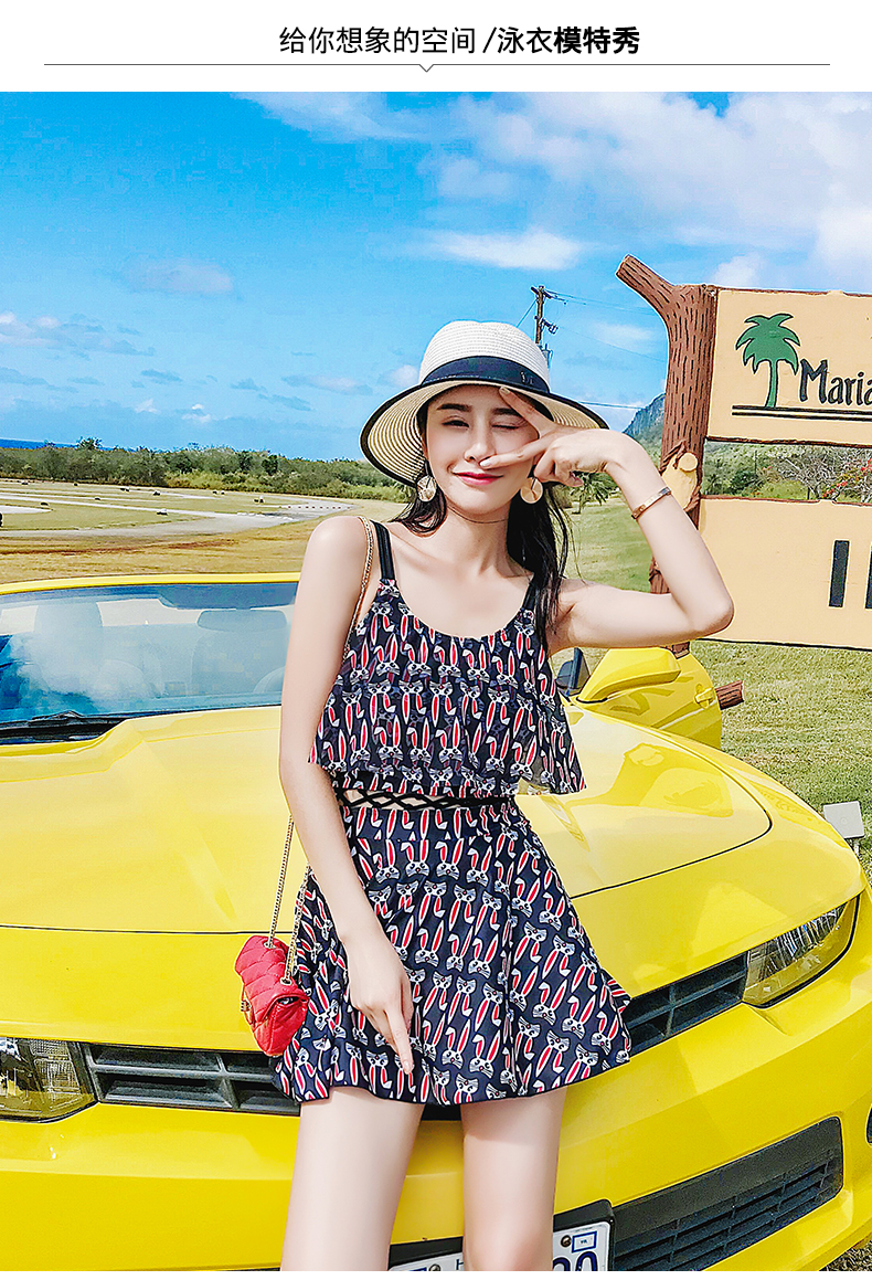 Áo tắm nữ sinh viên bảo thủ Hàn Quốc nhỏ tươi một mảnh áo tắm gợi cảm sinh viên che bụng giảm béo tắm nước nóng mùa xuân - Bộ đồ bơi One Piece đồ bơi 1 mảnh