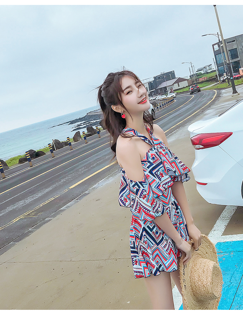 Áo tắm nữ Xiêm bảo thủ ngực nhỏ thu thập áo tắm nữ giảm béo bụng váy phong cách kích thước lớn bong bóng nóng mùa xuân tắm phù hợp với retro - Bộ đồ bơi One Piece đồ bơi nữ 1 mảnh