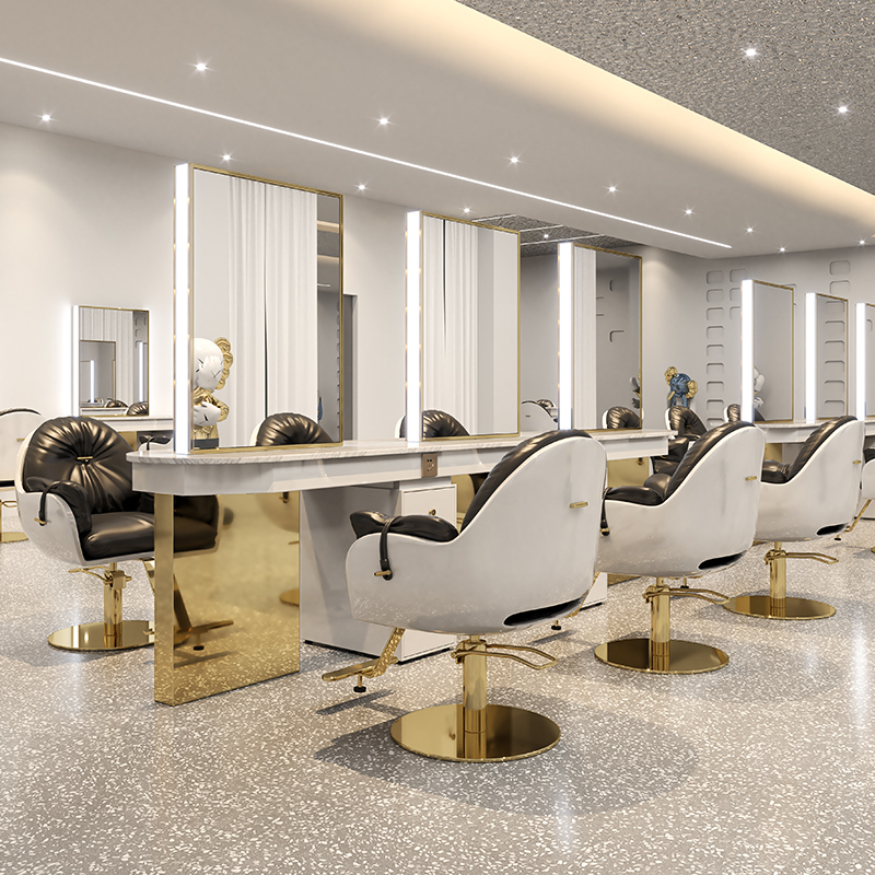 Internet celebrity trendy barber shop mirror table hairdressing shop mirror hair salon hair cutting special with lamp marble dyeing mirror