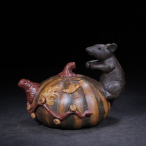 Authentic original red mud imitation famous artist Jiang Rong handmade harvest purple clay teapot Kung Fu tea utensils 400cc