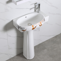 Simple column basin Home washbasin one-piece ceramic washbasin for small family type floor-type mini balcony face basin