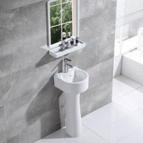 Ceramic Home Column Basin Wash Basin Small House Type Toilet Floor Washbasin Balcony Mini Wash Basin