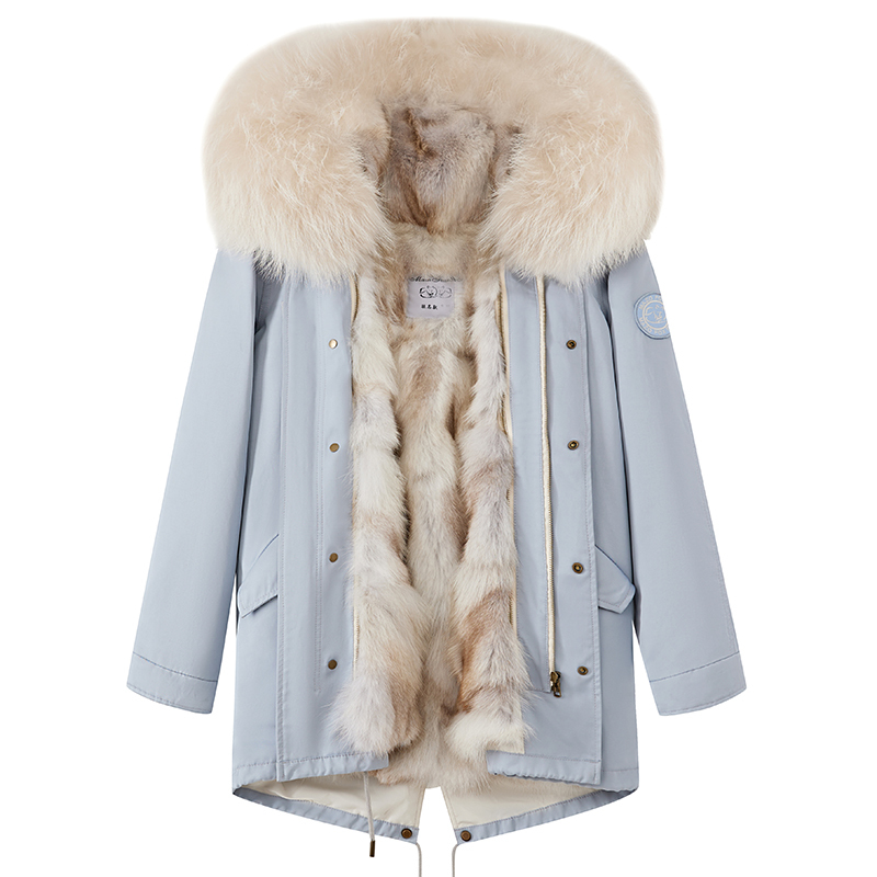 Mazofox Fox Fur Lining Parka for Women 2025 Winter New Parka Coat Detachable Fur Jacket for Women